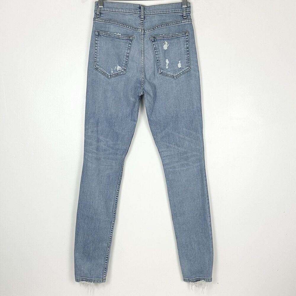 Reformation High Rise Skinny Jeans 27 Light Wash Distressed Minimalist Y2K Denim - Picture 7 of 12